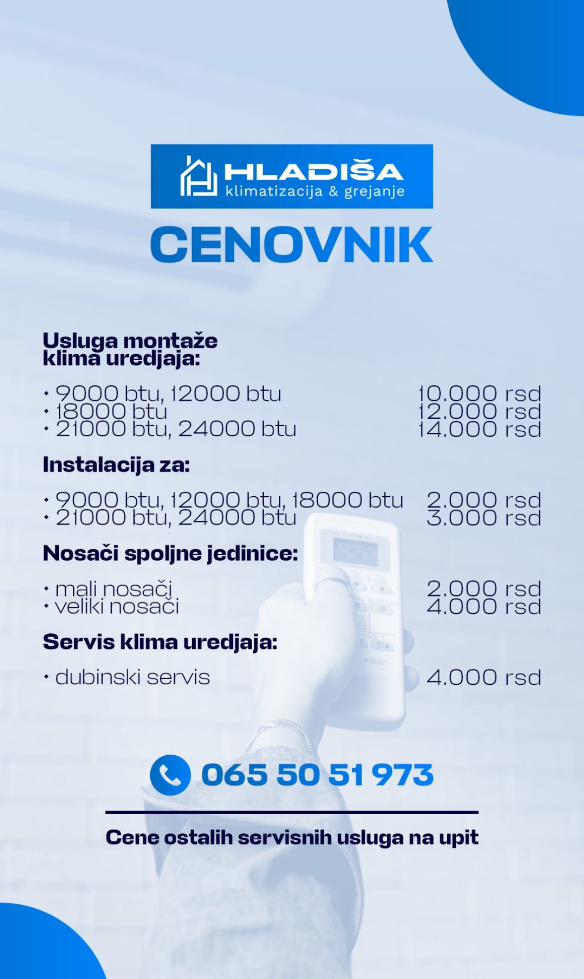 cene ugradnje klima cacak